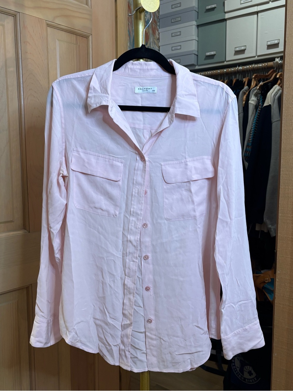 Equipment Pink Button-Front Shirt - Silk Collared Top